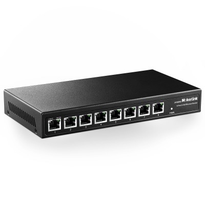 MokerLink 8 Port 2.5G Ethernet Switch, 8 x 2.5GBASE-T Ports, Compatible with 10/100/1000Mbps, Metal Unmanaged Fanless Network Switch