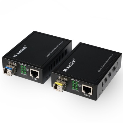 MokerLink Gigabit SFP to RJ45 Converter, A Pair 2 Pack BIDI-Mode Fiber to Ethernet Media Converter, 10/100/1000Mbps RJ45 Port, 1000Base-BIDI SFP Module 1310TX/1550RX up to 20KM