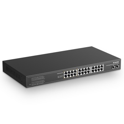 MokerLink 24-Port Gigabit PoE Switch mit 2 SFP Ports Uplink, 24 Gigabit PoE +  Anschlüsse, 2 Gigabit SFP Uplink, 300W IEEE802.3af/at, Lüfterloser Rackmount Unmanaged Plug and Play Ethernet Switch