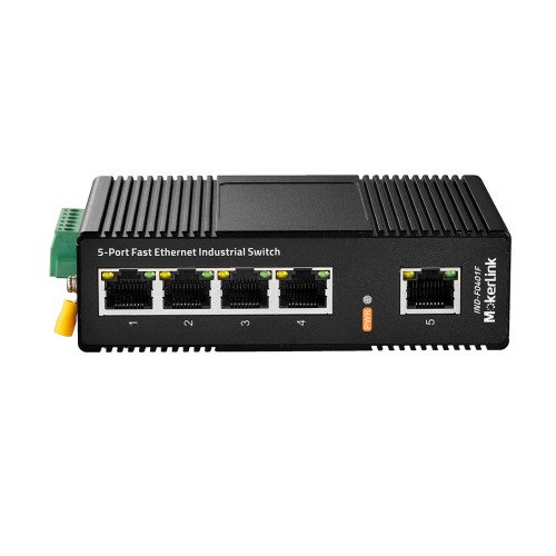 MokerLink 5 Port 100Mbps Industrial DIN-Rail Ethernet Switch