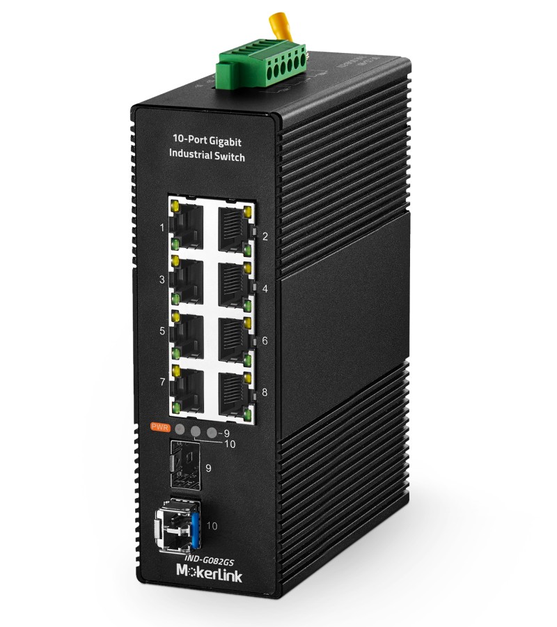 MokerLink 8 Port Gigabit Industrial DIN-Rail Ethernet Switch
