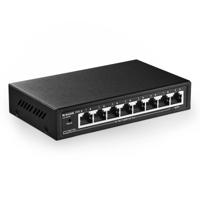 MokerLink 8-Port PoE Gigabit Managed Switch, 7 GE PoE Port, 1 GE Uplink, IEEE802.3af/at, 96W Netzteil, L2 Smart Managed, lüfterloser Metall Ethernet Switch