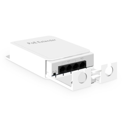 MokerLink Outdoor 4 Port PoE Switch/Extender, IEEE 802.3 af/at PoE Repeater, 10/100Mbps, 1 PoE in 3 PoE Out, Interruttore di passaggio POE impermeabile a parete