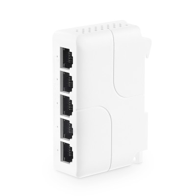 MokerLink 5 Port PoE Extender, IEEE 802.3 af/at/bt 90W PoE Repeater, 10/100/Mbps, 1 PoE in 4 PoE Out, Wall & Din Rail Mount POE Passthrough Switch
