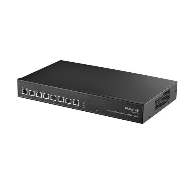 MokerLink Switch PoE De 10 Puertos Con 8 Puertos PoE , 2 Gigabit Uplink 96w 802 3afat Poe 100mbps Conmutador Ethernet Plug Play Sin Ventilador