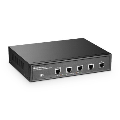 MokerLink 5 Port 10G Unmanaged Ethernet Switch, 10G/5G/2.5G/1G Auto-Adaptive, Plug and Play, Metal Desktop|Rackmount Network Switch