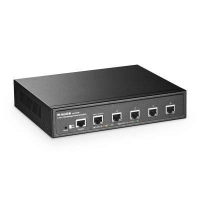 MokerLink 5 Port 10G Managed Ethernet Switch, 10G/5G/2.5G/1G Auto-Adaptive, L3 Web/CLI Managed, Metal Desktop|Rackmount Network Switch