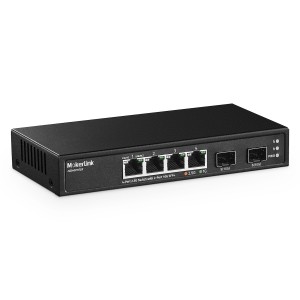MokerLink 4 Port 2.5G Ethernet Switch with 2 Port 10G SFP+ Slot, 4 x 2.5G Base-T Ports Compatible with 10/100/1000Mbps, Metal Unmanaged Fanless Small Network Switch 
