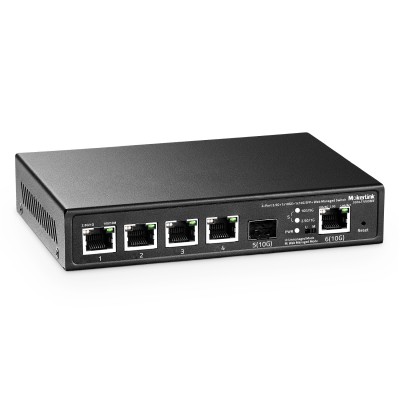 MokerLink 4 porte 2.5G Ethernet Managed Switch, 1 porta 10G Ethernet, 1 porta 10G SFP∙ Slot, 4 porte 2.5G Base-T compatibili con 10/100/1000Mbps, Metal Web Managed Fanless Piccolo switch di rete