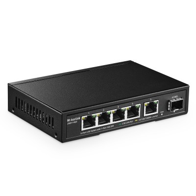 MokerLink 5 Port 2.5G Ethernet Switch with 10G SFP, 5 x 2.5G Base-T Ports Compatible with 10/100/1000Mbps, Metal Unmanaged Fanless Network Switch 