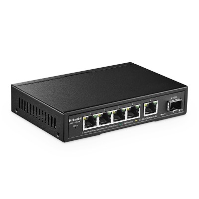 MokerLink 5 porte 2.5G switch Ethernet gestito con 10G SFP, 5 porte Base-T 2.5G compatibili con 10/100/1000Mbps, interruttore di rete senza ventola gestito web in metallo