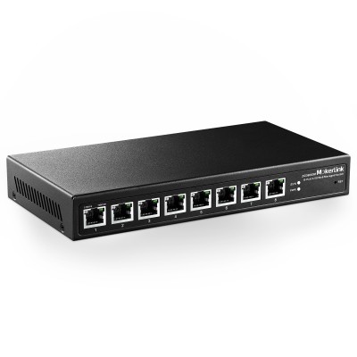 MokerLink 8 Port 2.5G Ethernet Managed Switch, 8 x 2.5GBASE-T Porte, Compatibile con 10/100/1000Mbps, L2 Web Managed Fanless Switch