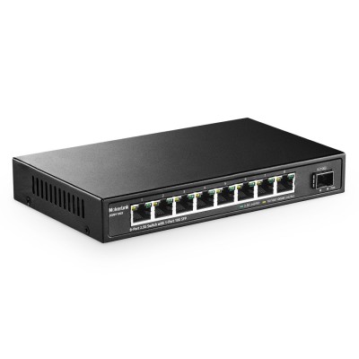 MokerLink switch Ethernet a 8 porte 2.5G con 10G SFP, 8 porte Base-T 2.5G compatibili con 10/100/1000Mbps, commutatore di rete senza ventola in metallo