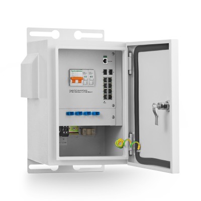 MokerLink Indoor/Outdoor Enclosure with Integrated 8 Port Gigabit Managed PoE+, 2 Port 1G SFP Ethernet Switch, IEEE802.3af/at POE 300W Power Supply, Metal IP55 Case, -40 to 158°F