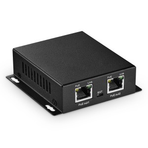 Interruttore PoE Gigabit, Ripetitore PoE 802.3af/at, 100/1000Mbps, 1 PoE in 2 Uscite, Montaggio a Parete, Extender/Injector/Network Extender 3 in 1