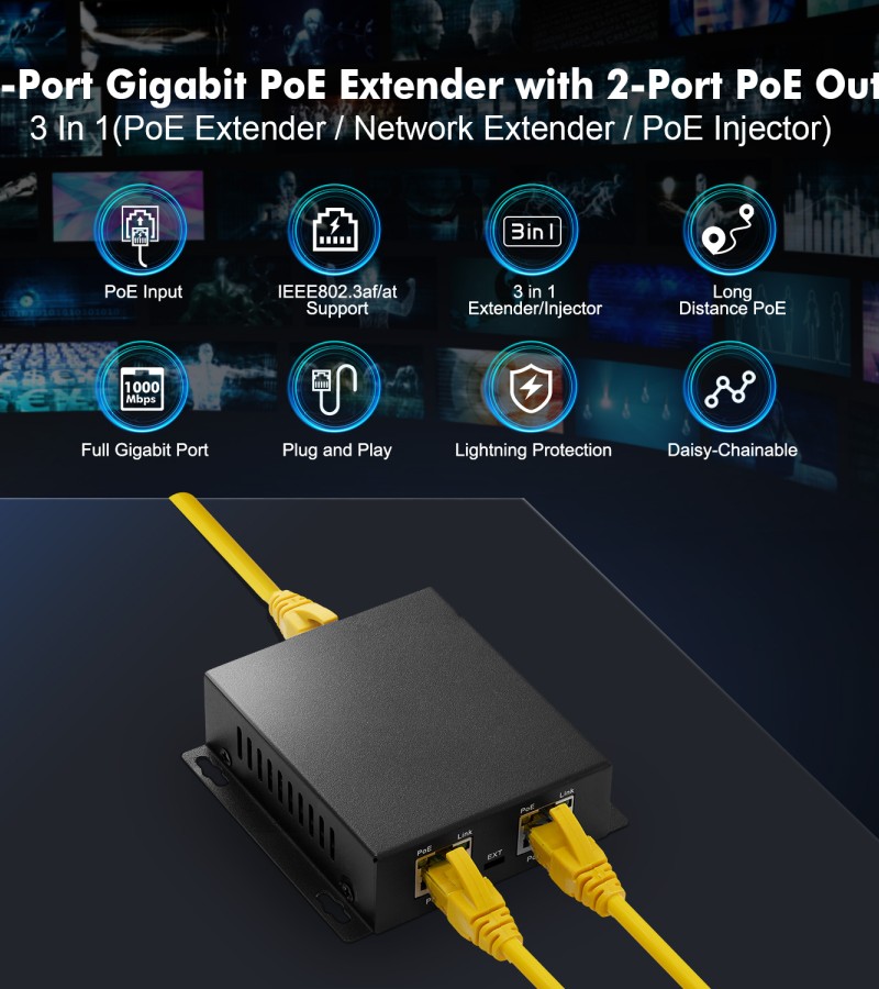 MokerLink 3 Ports Gigabit PoE Passthrough Switch, IEEE 802.3af/at PoE ...