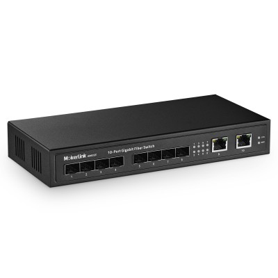 MokerLink 10-Port Gigabit SFP Switch, 8 Gigabit SFP, 2 Gigabit Ethernet, Metall Unmanaged Network Switch