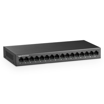 MokerLink 16-Port-Gigabit-Ethernet-Switch, lüfterloser Metall-nicht verwalteter Plug-and-Play-Netzwerk-Switch