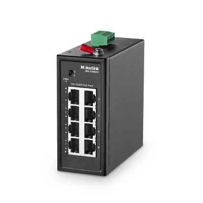MokerLink 8 Port PoE Industrial Din Rail Switch, 8 PoE+ IEEE802.3af/at, 10/100Mbps Fast Ethernet, Extend 250M, DIN-Rail & Wall Mount Included