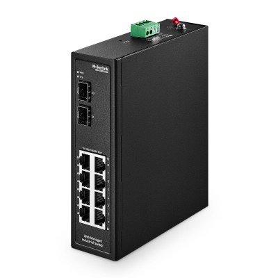 MokerLink 8 Port Gigabit Managed Industrial DIN-Rail Ethernet Switch with 2 SFP Ports, 20Gbps Switching Capacity, Web Managed IP40 Network Switch (-40 to 185°F)