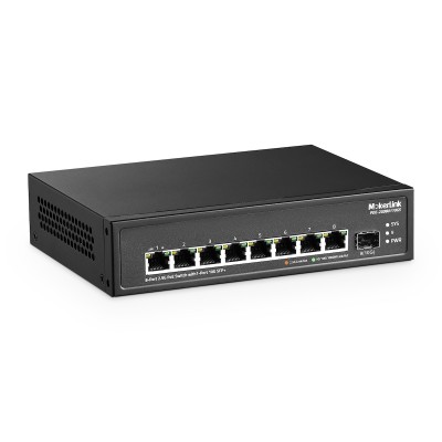 MokerLink 8 Port 2.5G PoE Switch mit 10G SFP∙ Slot, 8 x 2.5G Base-T Ports kompatibel mit 10/100/1000Mbps, IEEE8023af/am PoE 120W, Metall Unmanaged Fan less Small Network Switch