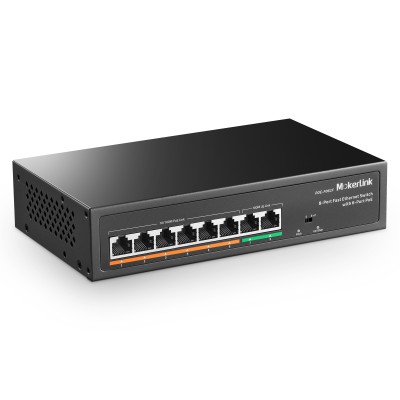 MokerLink 8 Port PoE Switch with 6 PoE+ Port, 2 Uplink, 100Mbps, 78W AI Detection, Fanless Metal Plug & Play Network Switch