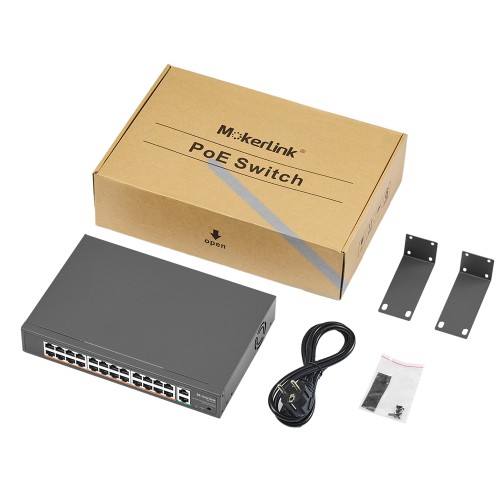 MokerLink Store - 26-Port Fast Ethernet Switch witch 24-Port PoE