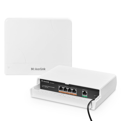 MokerLink 5 Port Outdoor Gigabit POE Switch, with 4 POE+ Ports 1000Mbps, 78W IEEE802.3af/at, Weatherproof Unmanaged Plug and Play Fanless Switch 