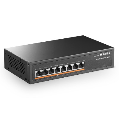 MokerLink 8 porte Gigabit PoE Switch, 8 porte PoE∙ 1000Mbps, 802.3af/at 120W, Metal Fanless Plug and Play non gestito