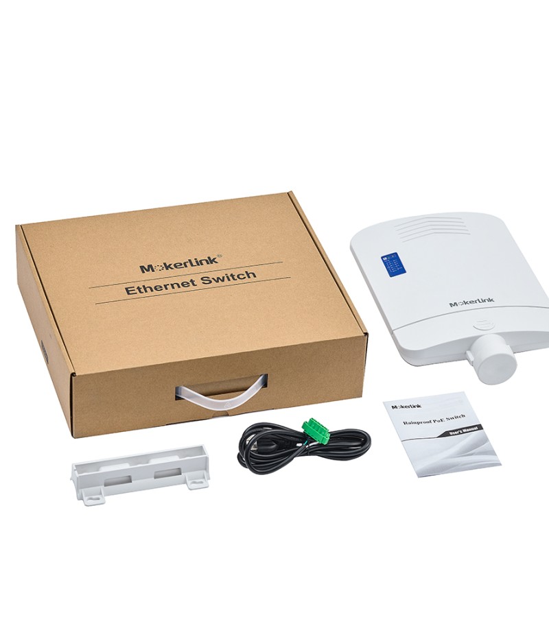 MokerLink Industrial Outdoor PoE+ Switch Enclosure - 8 Port Gigabit PoE, 2 SFP, 246W, IP65 Metal Cabinet, -40°F To 158°F Rated