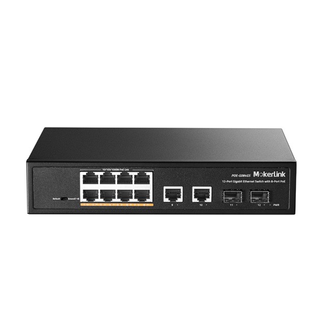 MokerLink 8 Port Gigabit PoE Switch - 120W, Lüfterlos, Plug & Play