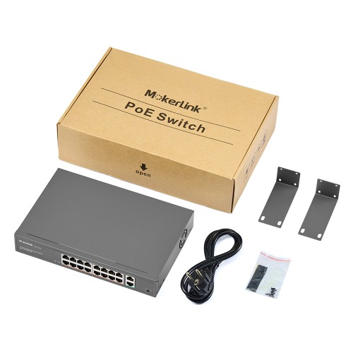 MokerLink Store - 18-Port Gigabit Ethernet Switch witch 16-Port PoE