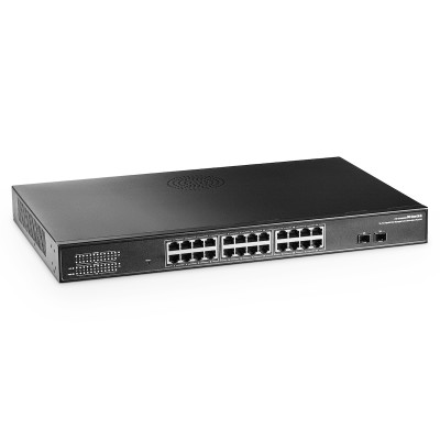 MokerLink 24 Port PoE Gigabit Managed Switch, 2 Gigabit SFP, 400W IEEE802.3af/at, L2+ Smart Managed, Rackmount Fanless, PoE QoS Vlan IGMP and Static Routing Managed