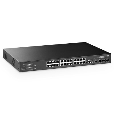 MokerLink 24 Port Gigabit PoE Managed Switch with 4 x 10G SFP+ Uplink, 1 Console Port, 1 USB Port, L3 Smart Managed, Rackmount, DHCP QoS Vlan IGMP and Static Routing