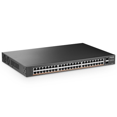 MokerLink 48 Port PoE Gigabit Switch con 2 Gigabit SFP, 800W IEEE802.3af/at AI Detection, Metal Rackmount Switch Ethernet Plug and Play non gestito