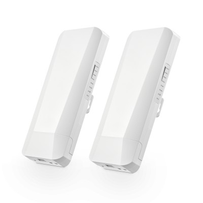 Outdoor Wireless Bridge, Point to Point WiFi Bridge with 2 Ethernet Port, 5.8GHz 1-3KM Distance, 100Mbps, 24V PoE Adapter, 2 Pack