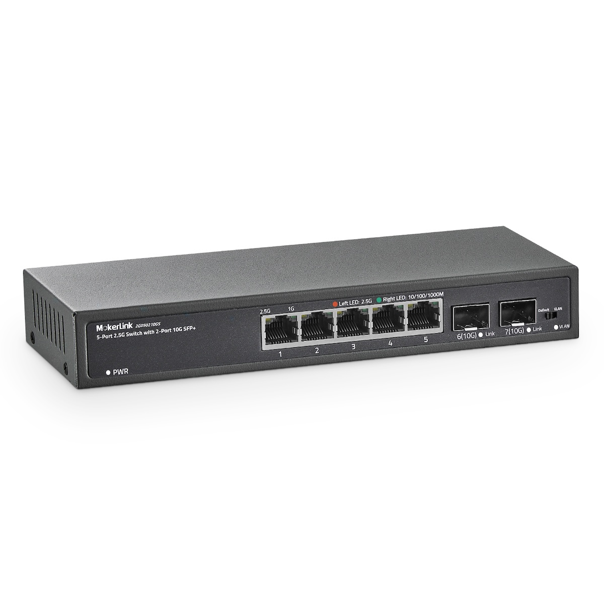 MokerLink 5-Port 2.5G Unmanaged Switch with 2-Port 10G SFP+