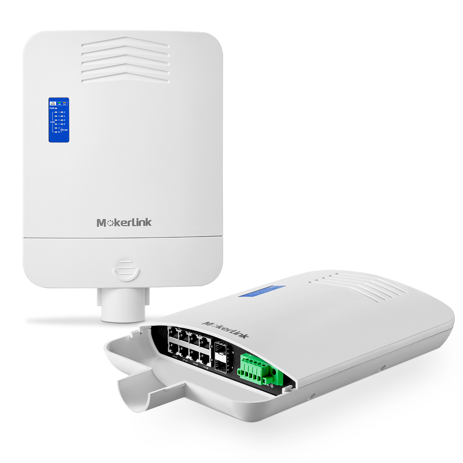 MokerLink Switch PoE de 8 puertos con 2 Gigabit Uplink, 802.3af/at PoE+  100Mbps, 120W de potencia incorporada, se extiende a 820.2 ft, metal Plug 